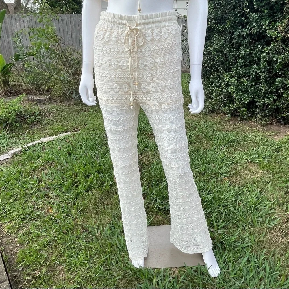 NWT Le Lis Crochet Wide Leg Beach Pool Cover Up Set